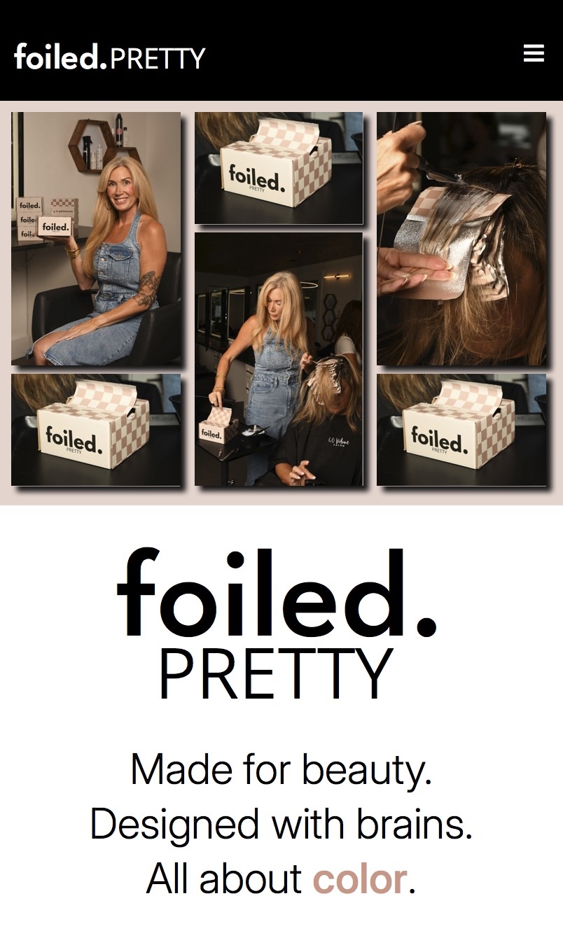 Screenshot of the Foiled Pretty e-commerce website on an iPhone