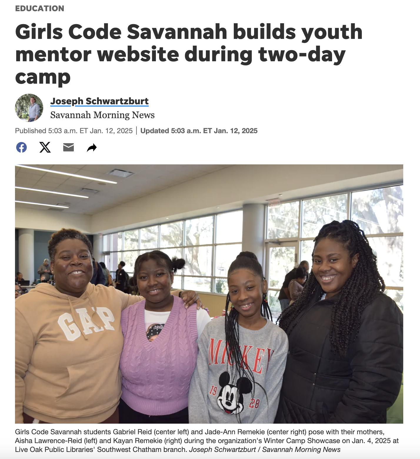 Savannah Morning News Article Summer Camp Showcase 2024